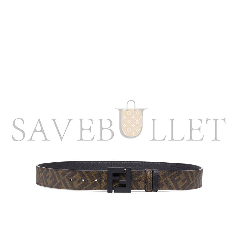 FENDI FF BELT BROWN LEATHER AND FABRIC REVERSIBLE BELT 7C0432AEU9F148A